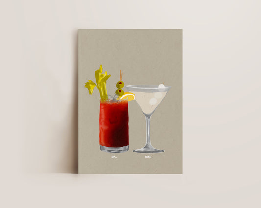 Bloody Mary & Lychee Martini Print