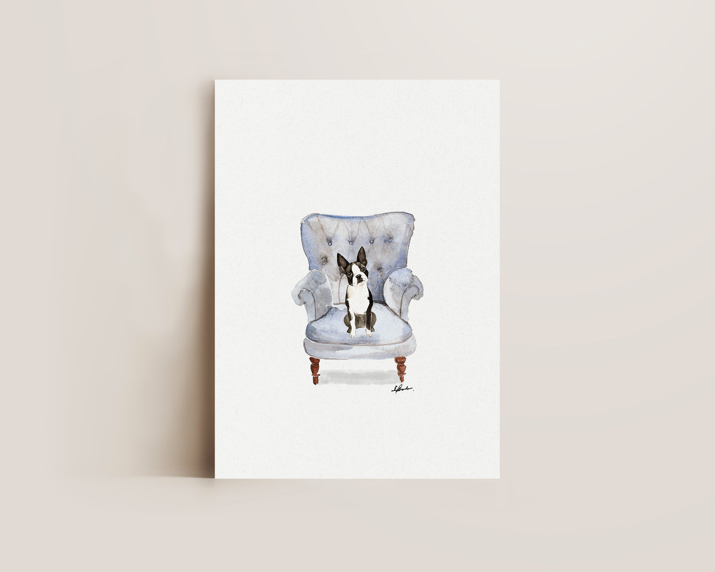 Boston Terrier in Chair Print