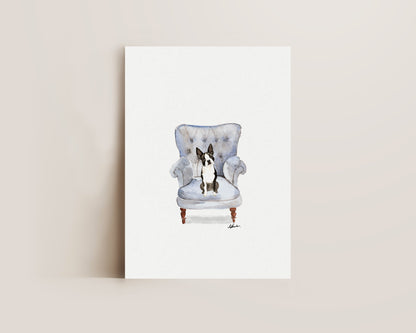 Boston Terrier in Chair Print