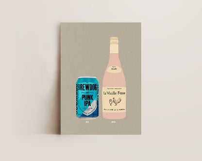 BrewDog & Chicken Wine Print