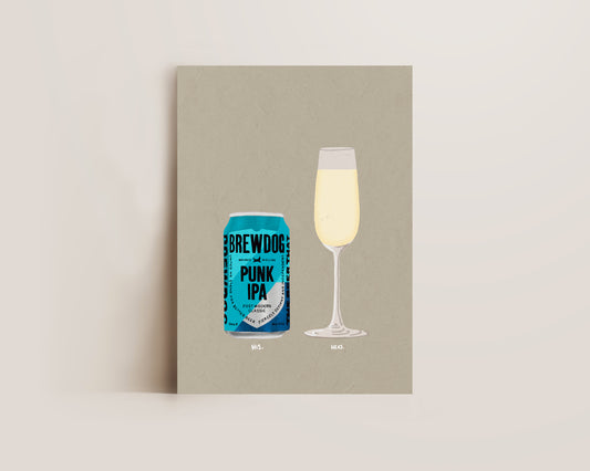 BrewDog & Prosecco Glass Print