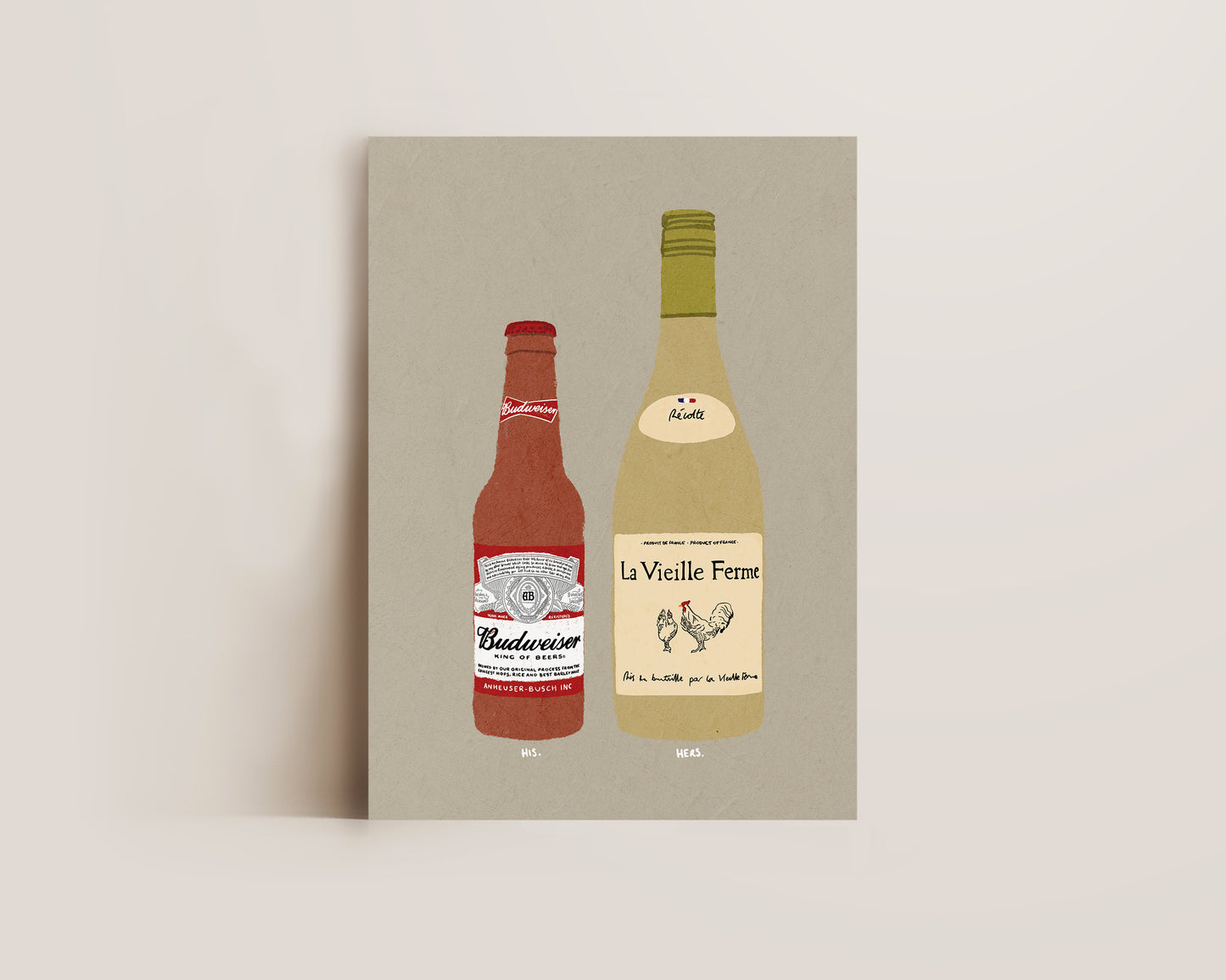 Budweiser & White Chicken Wine Print