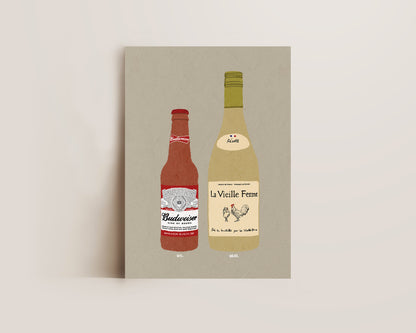 Budweiser & White Chicken Wine Print