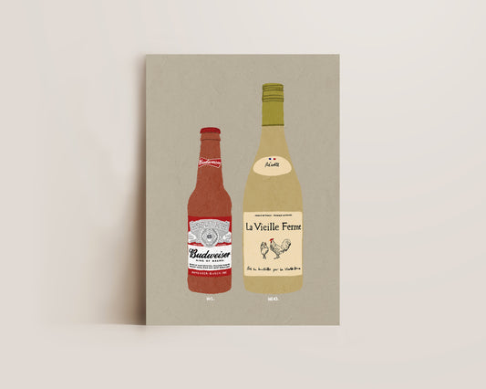 Budweiser & White Chicken Wine Print