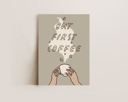 But First Coffee Dainty Green Print