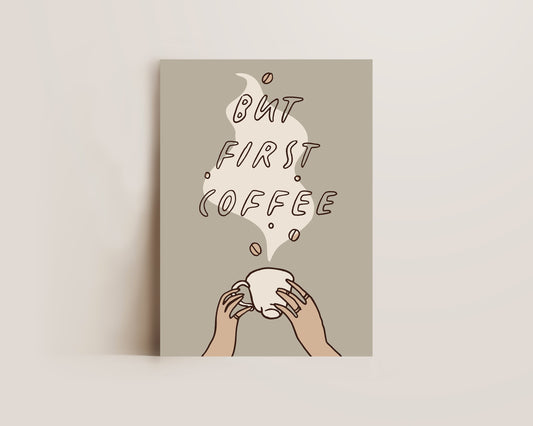 But First Coffee Dainty Green Print