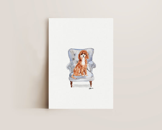 Cavapoo in Chair Print