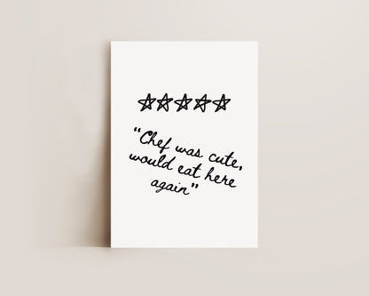 Chef Was Cute Wall Art Print