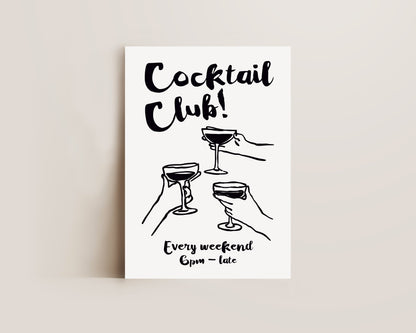 Cocktail Club In Black Print