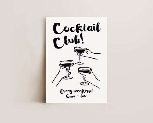 Cocktail Club In Black Print
