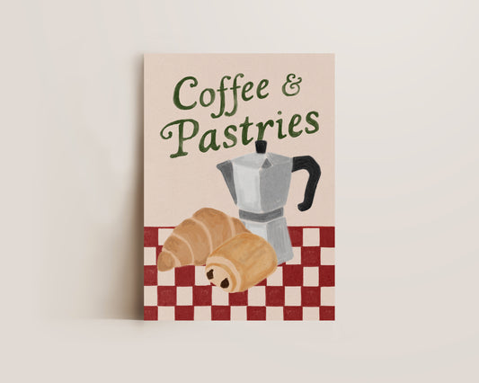 Coffees & Pastries Green Print