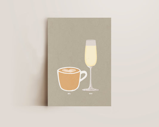 Coffee & Prosecco Glass Print