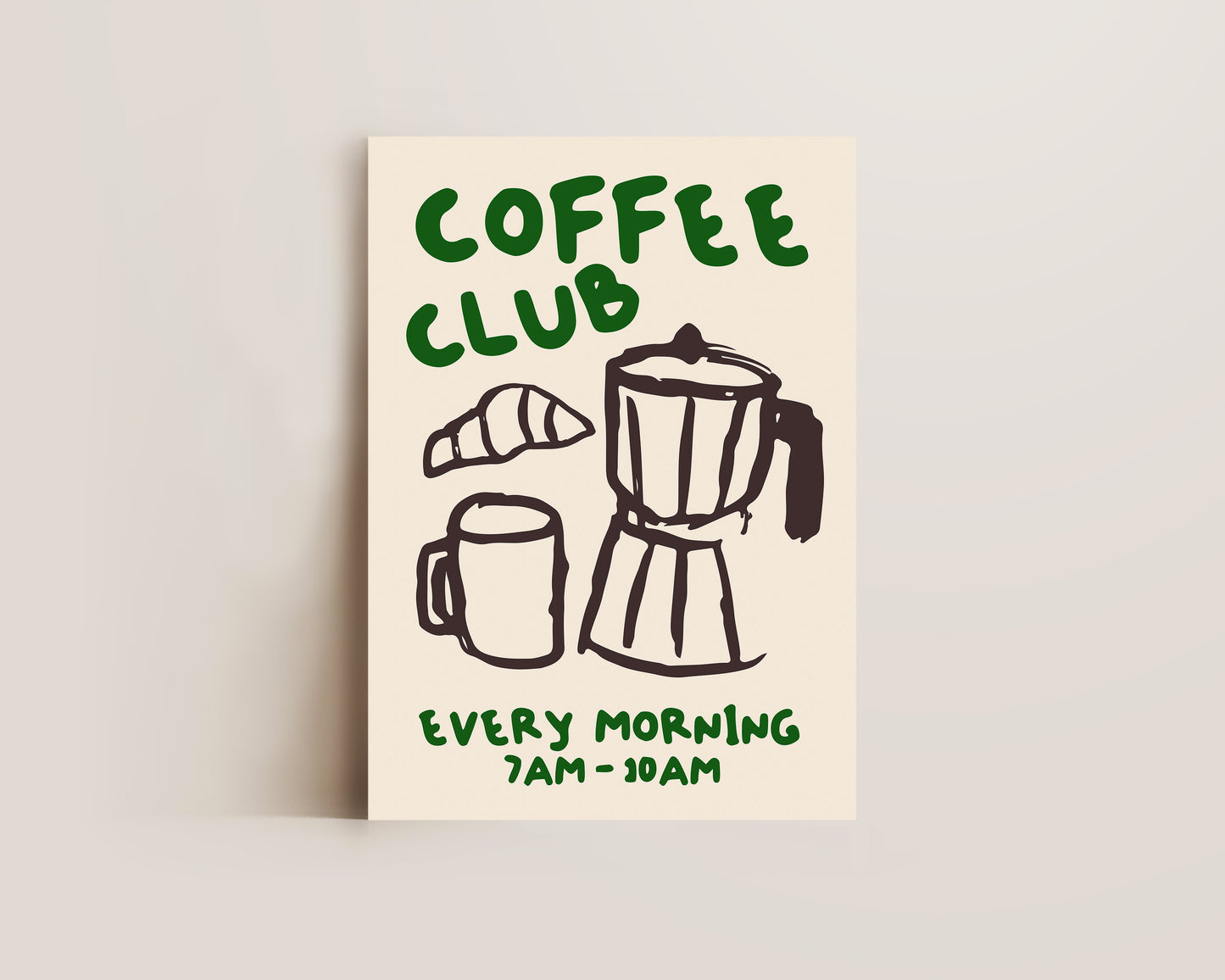 Coffee Club Print In Green