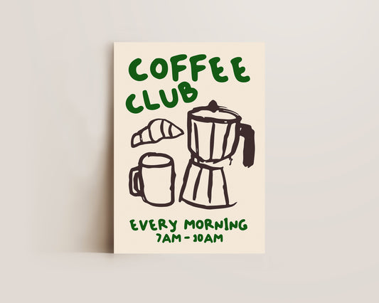 Coffee Club Print In Green