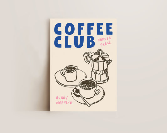 Coffee Club Pink Print