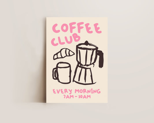 Coffee Club Print In Pink