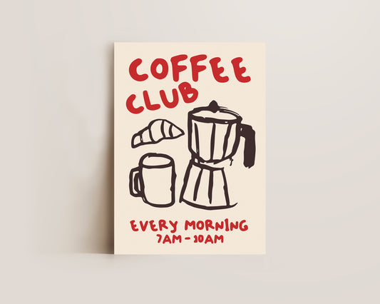 Coffee Club Print In Red
