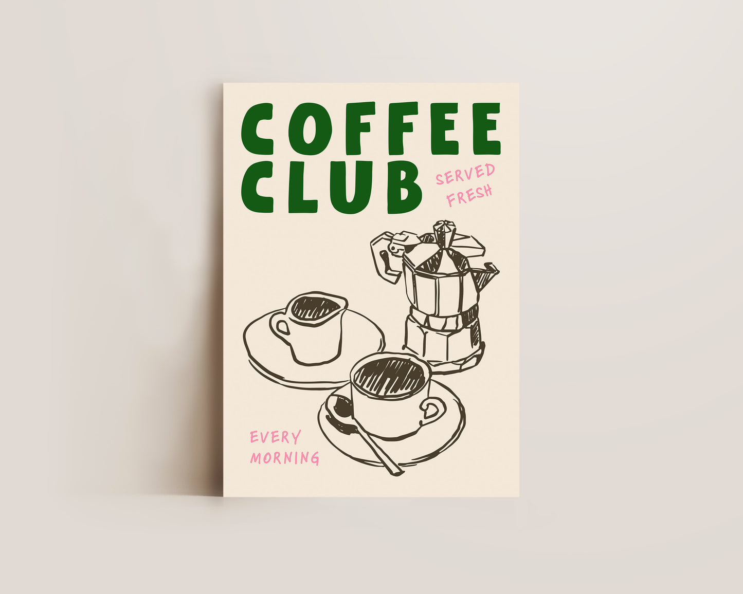 Coffee Club Green Print