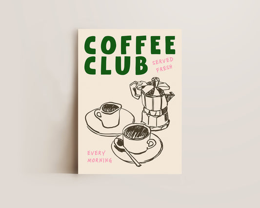 Coffee Club Green Print