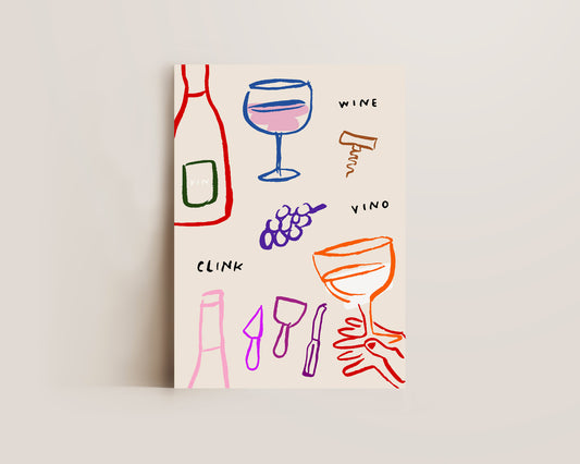 Colourful Wine Print