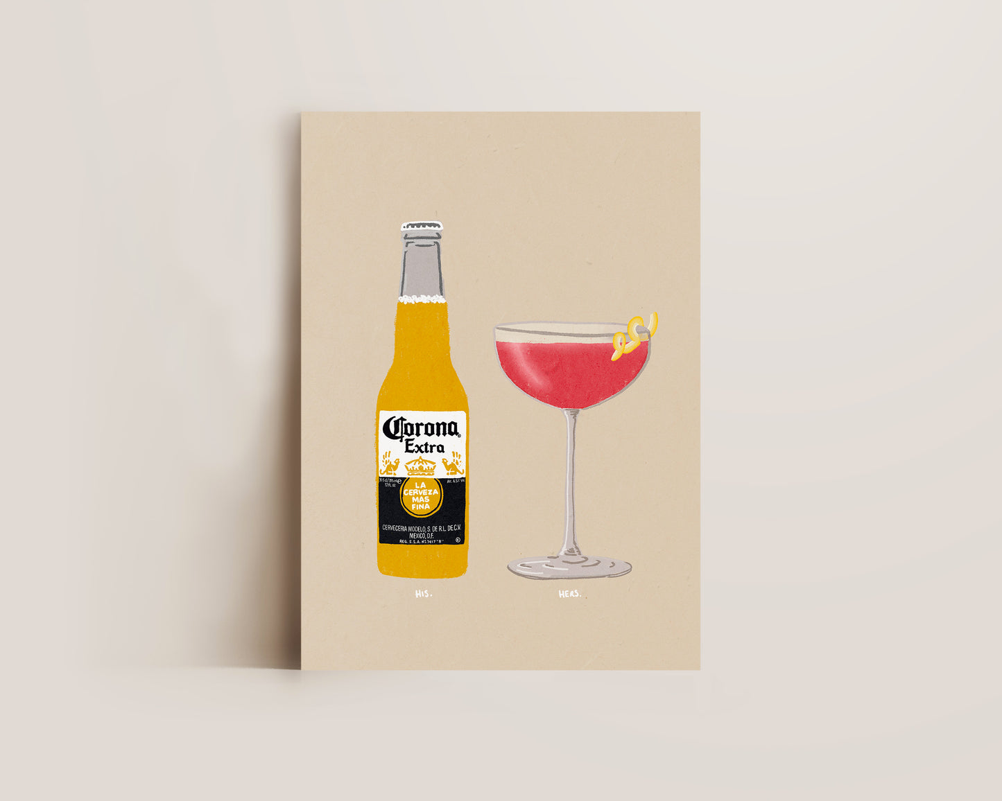 Corona & Cosmopolitan Beige Print