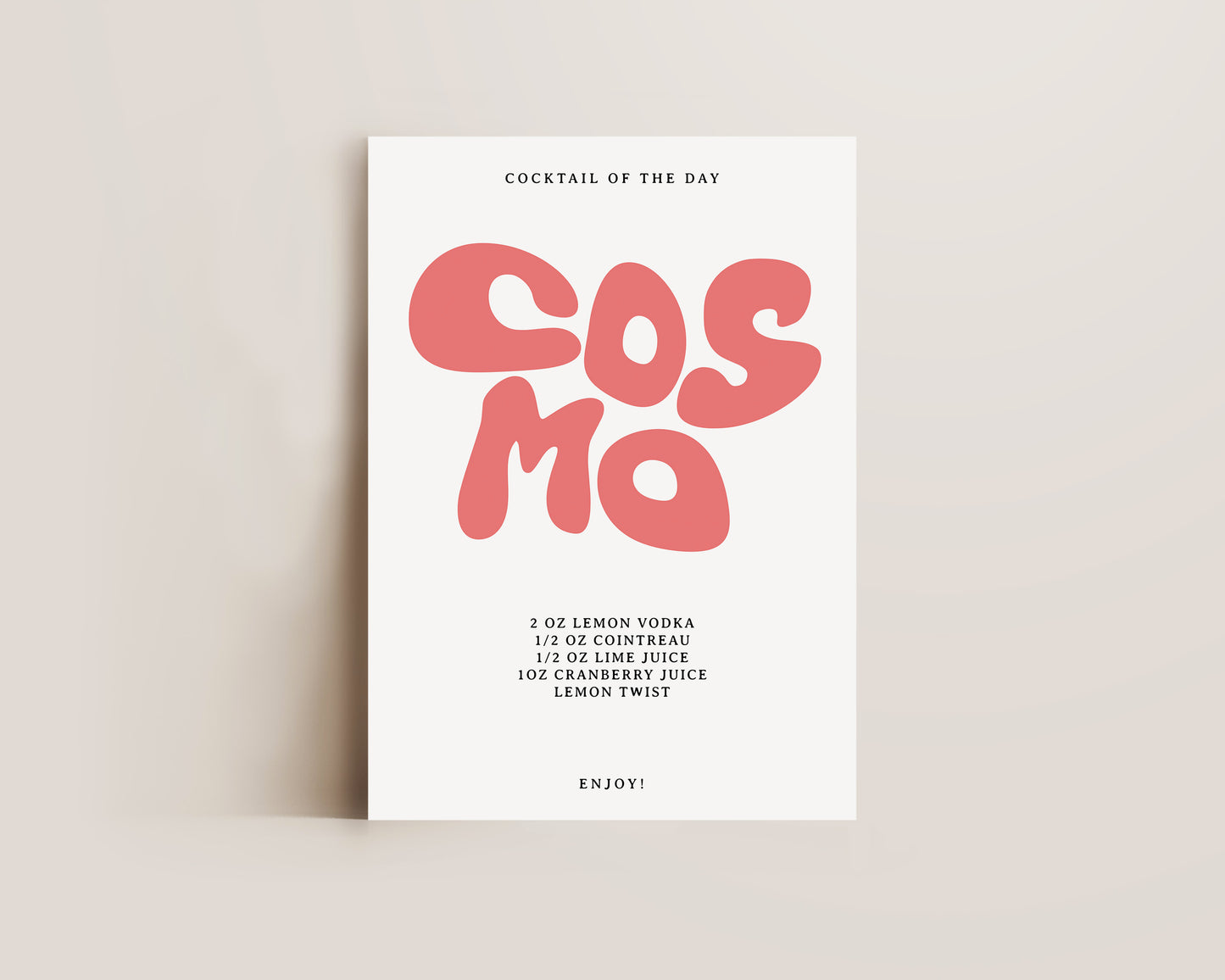 Cosmopolitan Recipe Wall Art Print
