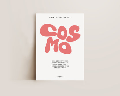 Cosmopolitan Recipe Wall Art Print