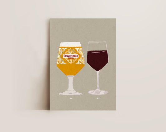 Cruzcampo & Red Wine Print