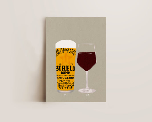 Estrella & Red Wine Print