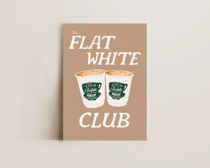 Flat White Club Brown Print