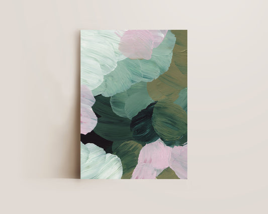 Forest Green & Pink No. 2 Print