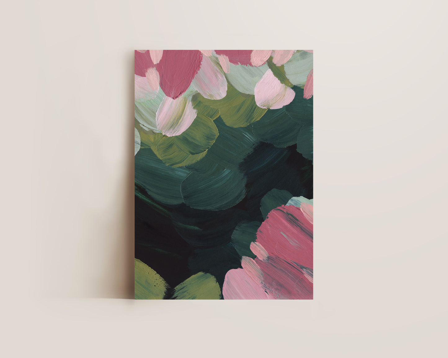 Forest Green & Pink No. 3 Print