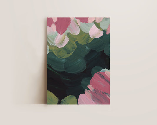 Forest Green & Pink No. 3 Print