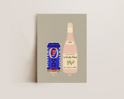 Fosters Can & Chicken Wine Print