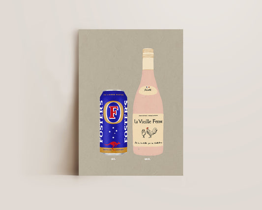Fosters Can & Chicken Wine Print