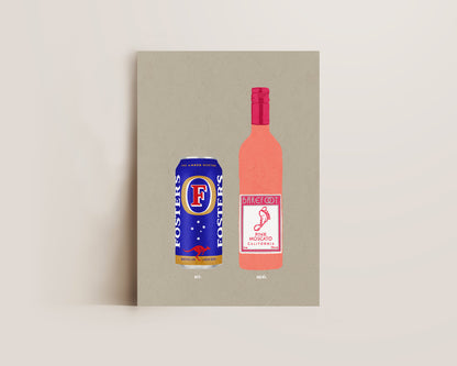 Fosters Can & Pink Moscato Print