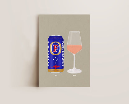 Fosters Can & Rose Print