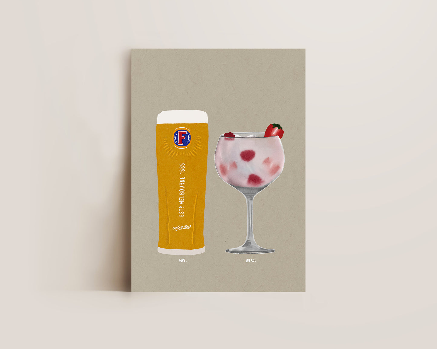 Fosters & Pink Gin Print