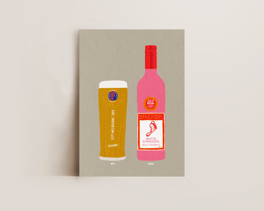 Fosters & White Zinfandel Print