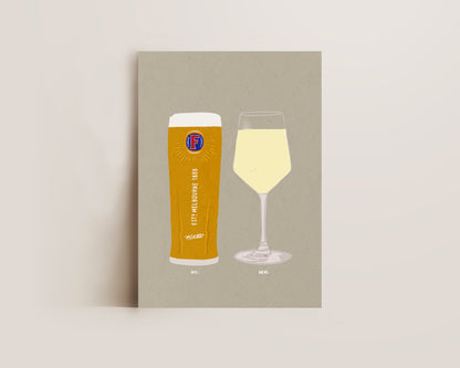 Fosters & White Wine Print