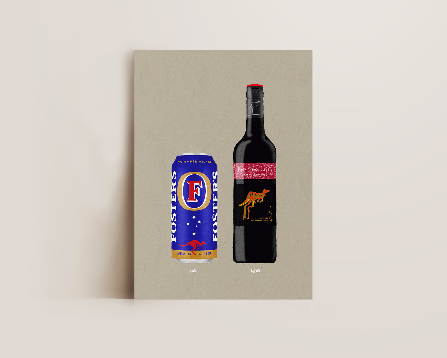 Fosters Can & Jammy Red Roo Print