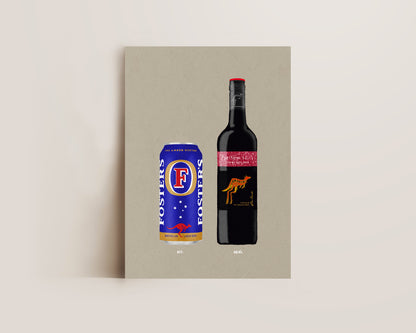 Fosters Can & Jammy Red Roo Print