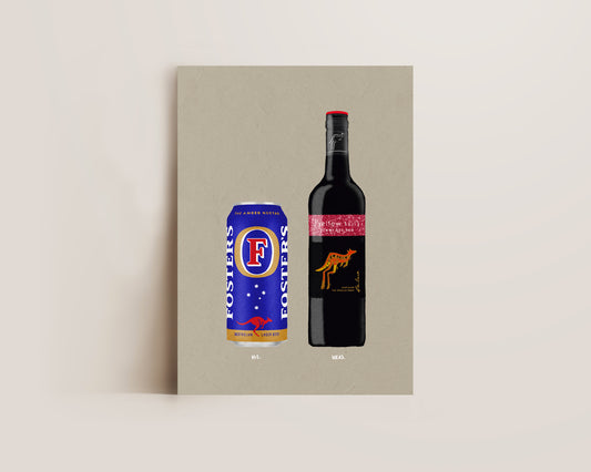 Fosters Can & Jammy Red Roo Print