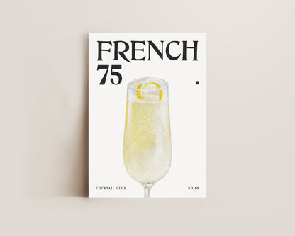French 75 Cocktail Print