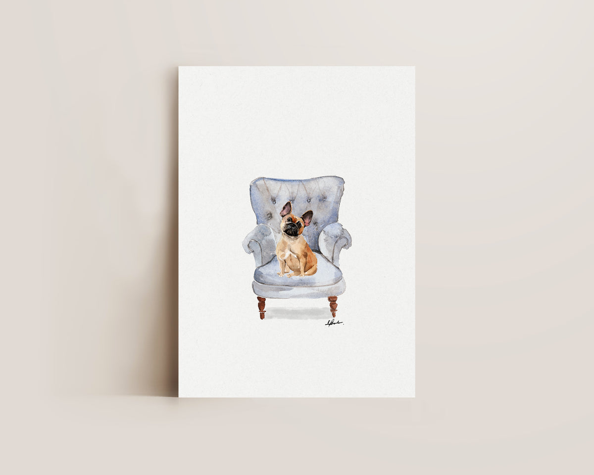 French Bulldog in Chair Print