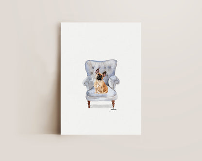 French Bulldog in Chair Print