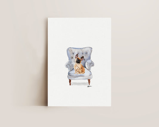 French Bulldog in Chair Print