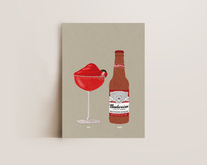 Frozen Strawberry Daiquiri & Budweiser Print