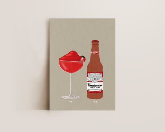 Frozen Strawberry Daiquiri & Budweiser Print