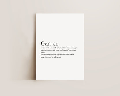 Gamer Definition Print